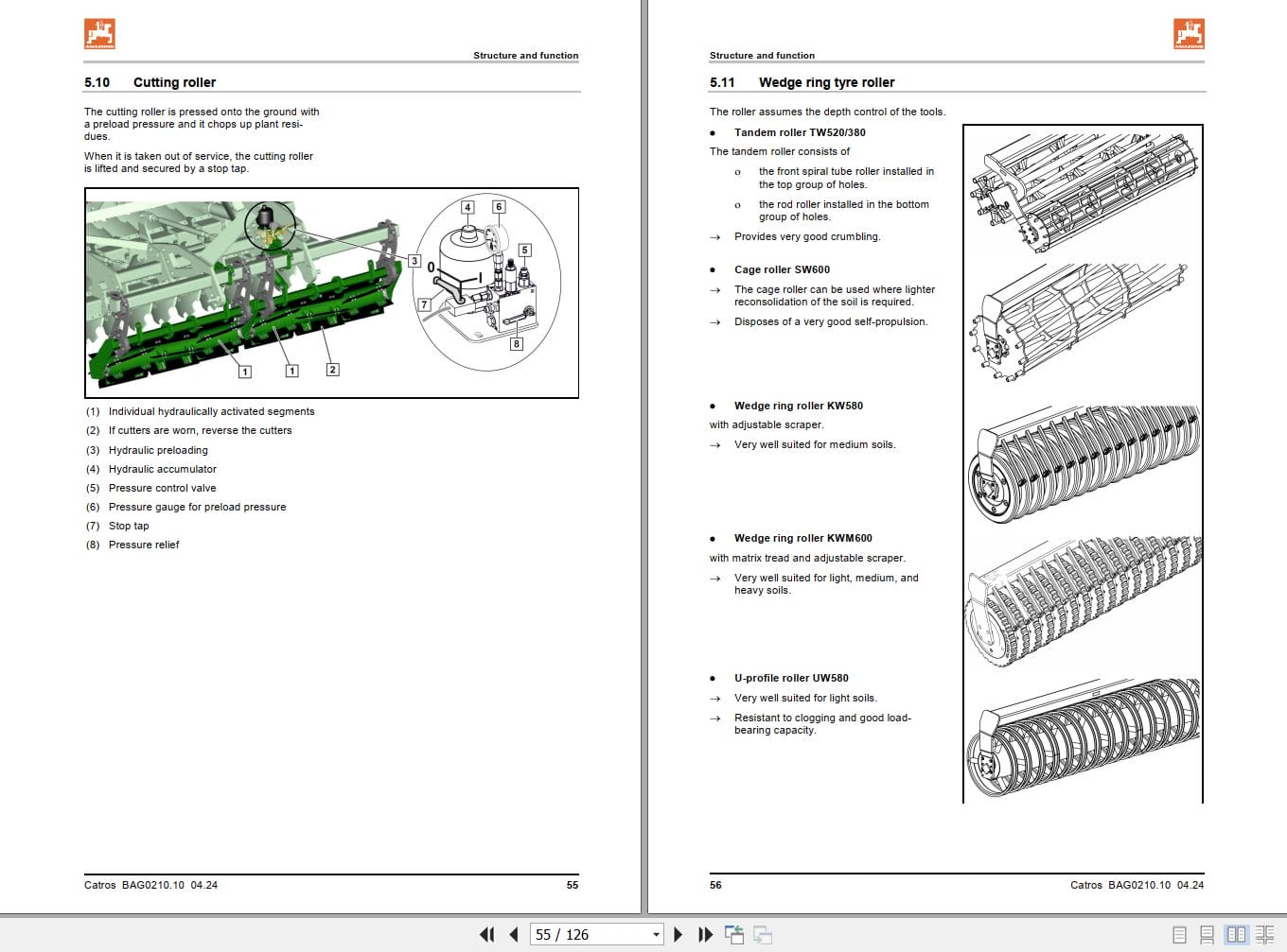 Amazone Disc Harrow Catros 7003xl 2TX 8003xl 2TX Operating Manual MG7356US (2)