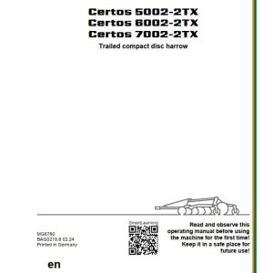 Amazone Disc Harrow Certes 5002 2TX to 7002 2TX Operating Manual MG6780 (1)