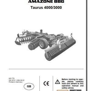 Amazone Disc Harrow Taurus 4000 3000 Operating Manual MG778 (1)