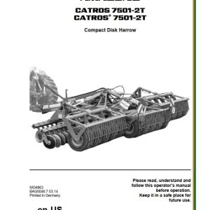 Amazone Disk Harrow CATROS 7501 2T CATROS+ 7501 2T Operating Manual MG4863 US (1)