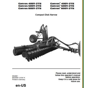 Amazone Disk Harrow Catros 4001 2TS 6001 2TS Operating Manual MG4861 (1)