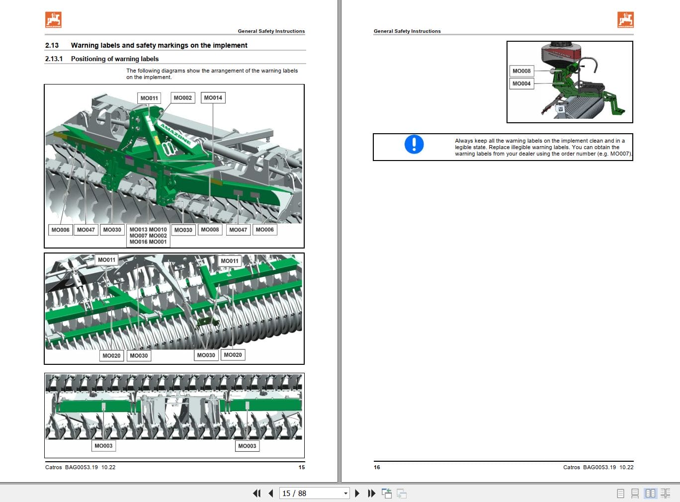 Amazone Disk Harrow Catros+ 4002 2 5002 2 6002 2 Operating Manual MG4780US (2)