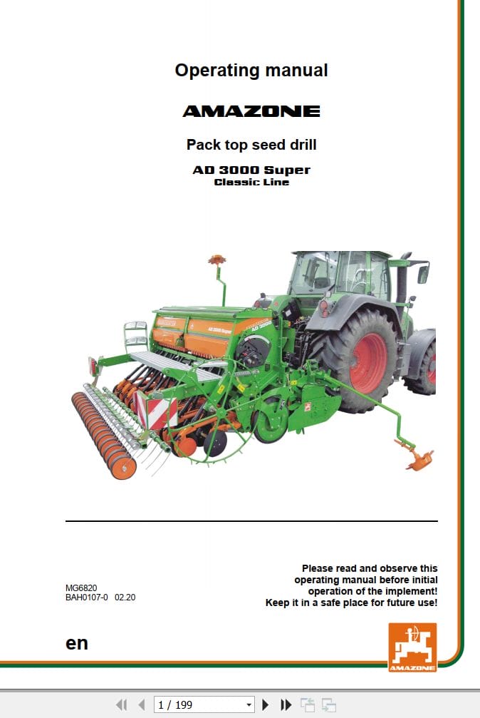 Amazone Drill AD 3000 Super Operating Manual MG6820 (1)