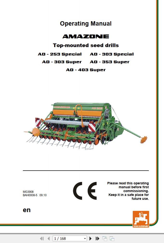 Amazone Drills AD 253 AD 303 AD 353 AD 403 Operating Manual MG3908 (1)