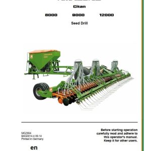 Amazone Drills Citan 8000 9000 12000 Operating Manual And Diagram MG2920 (1)