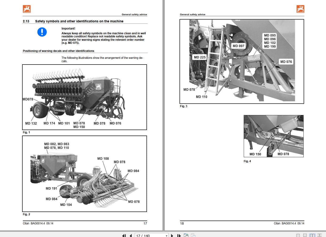 Amazone Drills Citan 8000 9000 12000 Operating Manual And Diagram MG2920 (2)