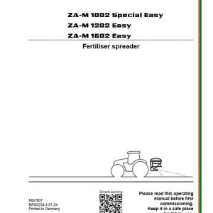 Amazone Fertiliser Spreader ZA M 1002 1202 1502 Special Easy Operating Manual MG7607 (1)