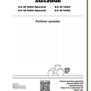 Amazone Fertiliser Spreader ZA M 1002 1202 1502 Special Operating Manual MG7737 (1)