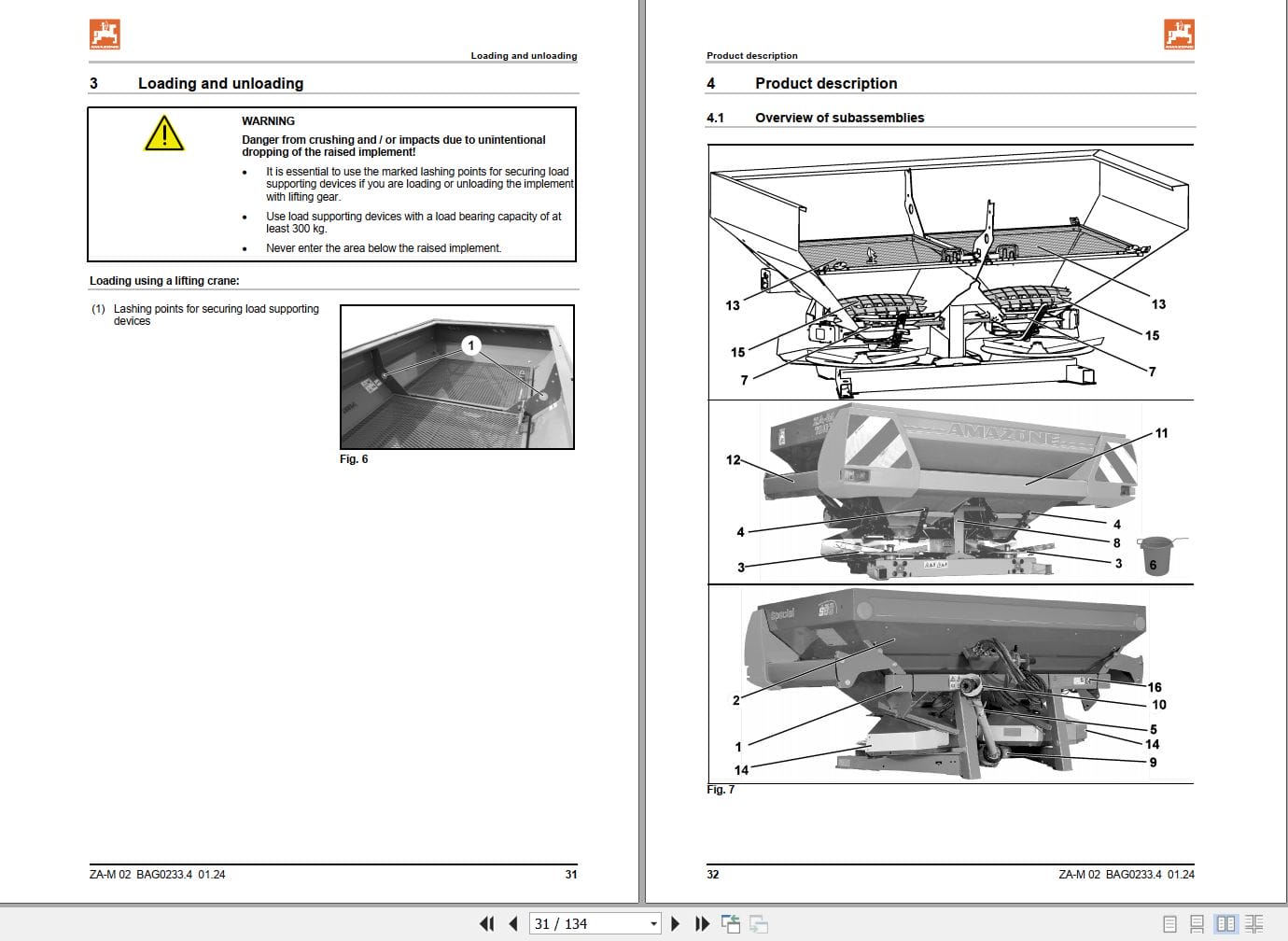 Amazone Fertiliser Spreader ZA M 1002 1202 1502 Special Operating Manual MG7737 (2)