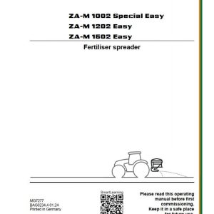 Amazone Fertiliser Spreader ZA M1002 1202 1502 Easy Special Easy Operating Manual MG7277 (1)