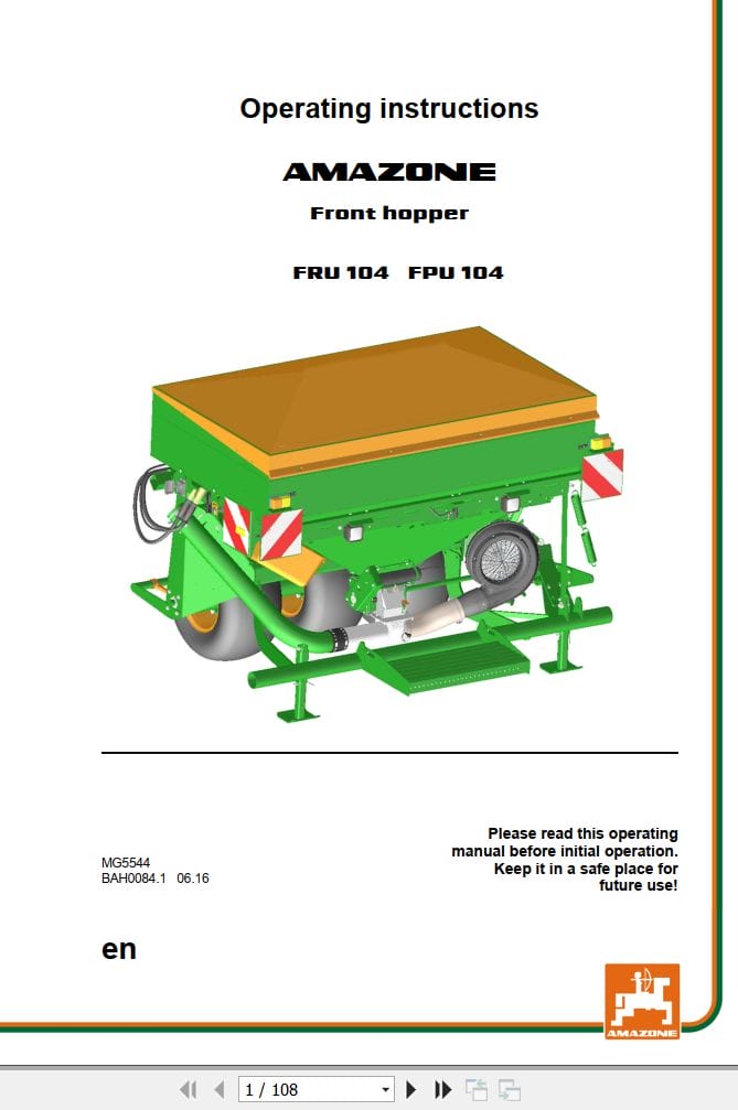 Amazone Front Hopper FRU FPU 104 Operating Manual MG5544 (1)