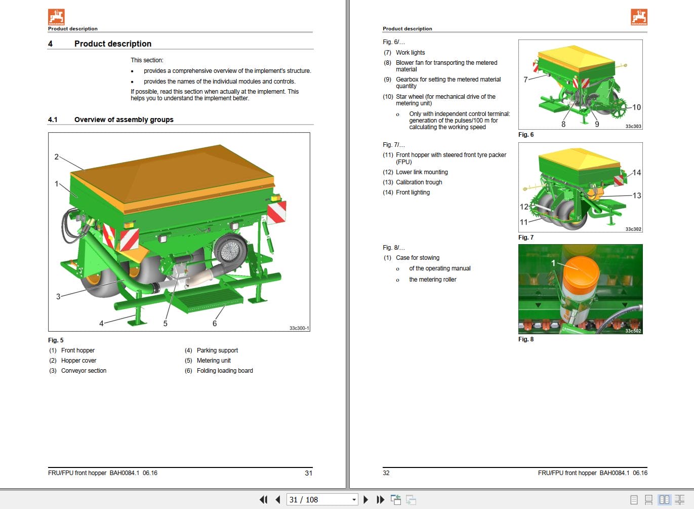 Amazone Front Hopper FRU FPU 104 Operating Manual MG5544 (2)