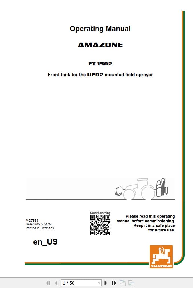 Amazone Front Tank FT1502 Operating Manual MG7554 (1)