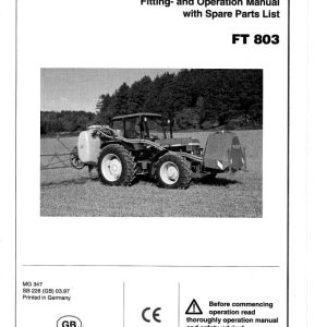 Amazone Front Tank FT803 Operating Manual And Parts List MG347 (1)