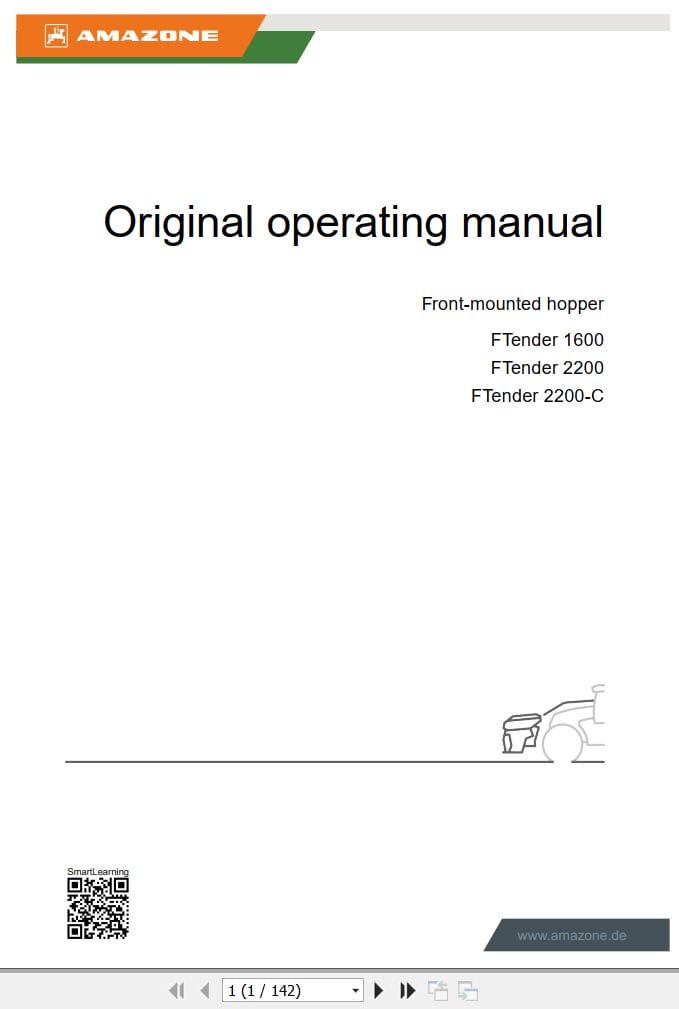 Amazone Front mounted hopper FTender 1600 2200 2000 C Operating Manual MG6492 EN II (1)