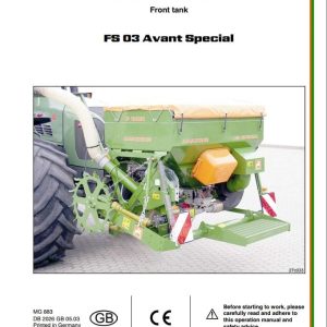 Amazone Front tank FS 03 Avant Special Instruction Manual MG883 (1)