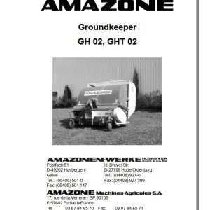 Amazone Groundkeeper GH 02 GHT 02 Operating Manual 992591 (1)