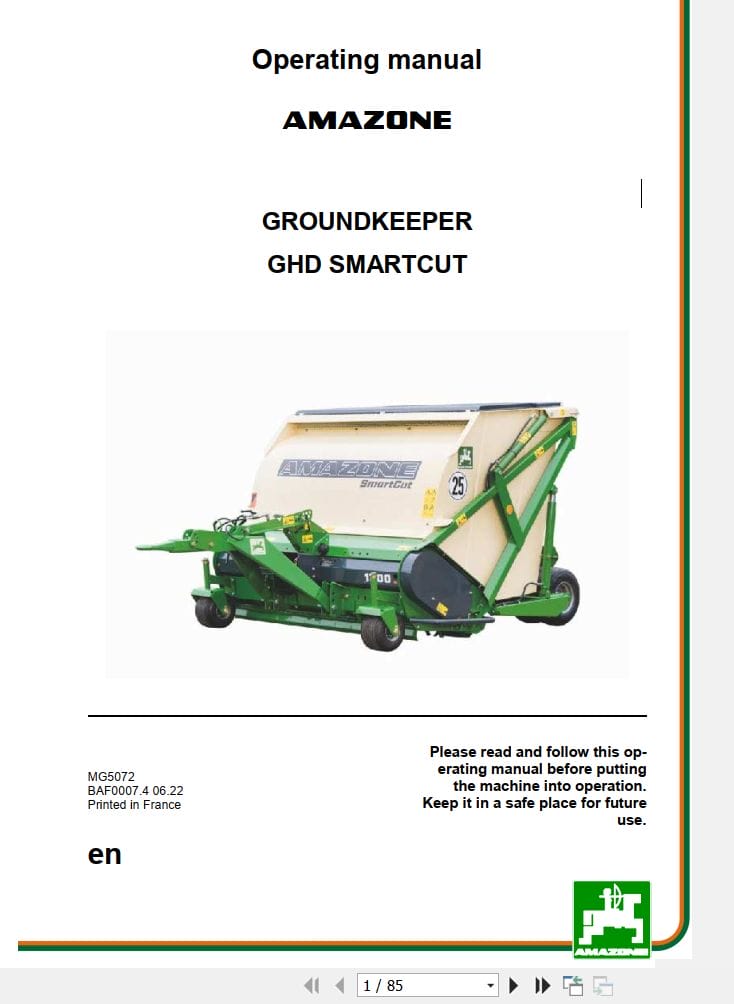 Amazone Groundkeeper GHD Smartcut Operating Manual MG5072 (1)