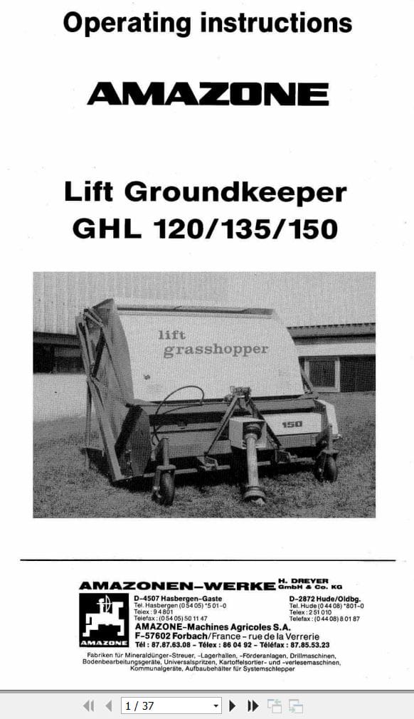 Amazone Groundkeeper GHL 120 135 150 Operating Manual (1)