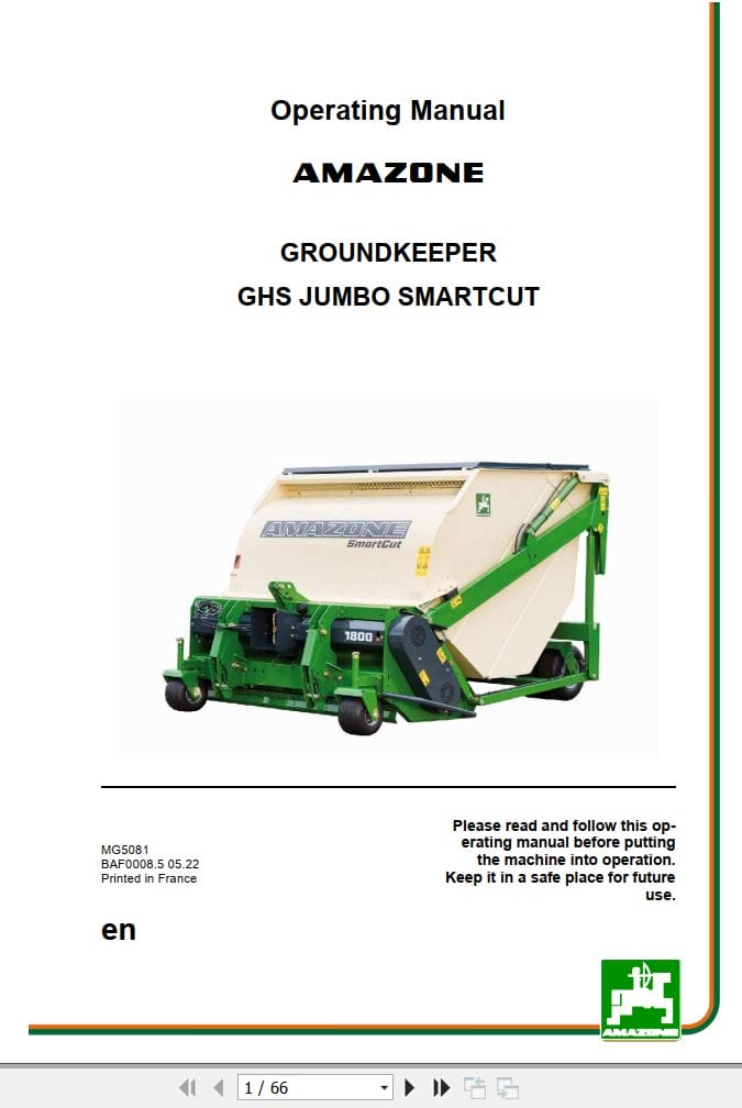Amazone Groundkeeper GHS Jumbo Smartcut Operating Manual MG5081 (1)
