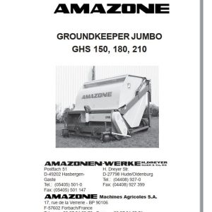 Amazone Groundkeeper Jumbo GHS150 GHS180 GHS210 Operating Manual 991822 (1)