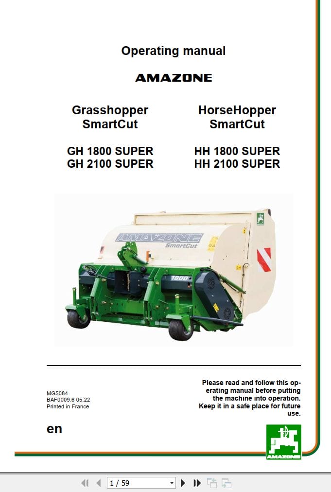 Amazone HorseHopper GH1800 HH1800 GH2100 HH2100 Operating Manual MG5084 (1)