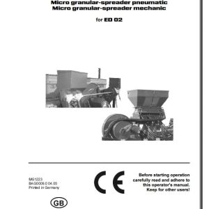 Amazone Micro granular spreader For ED 02 Operating Manual MG1223 (1)