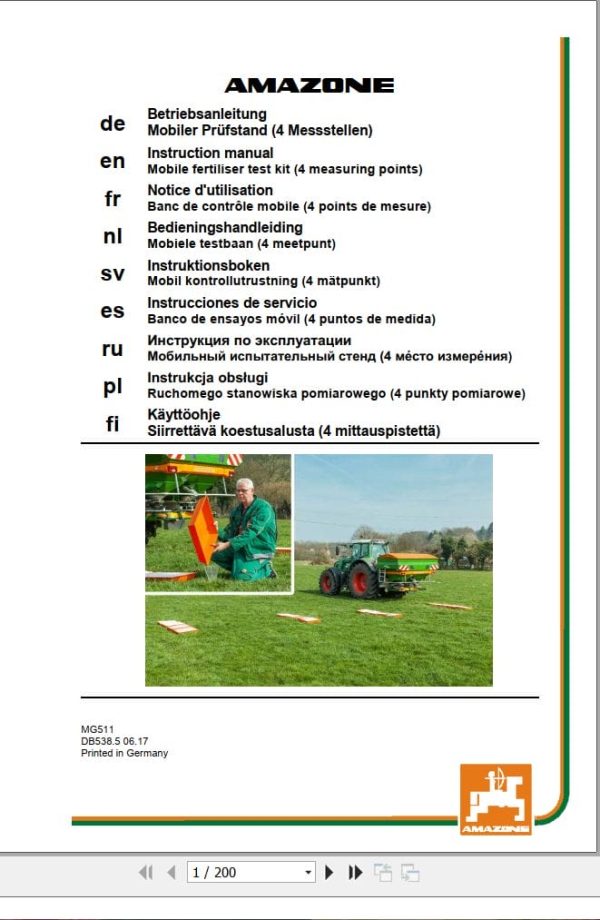 Amazone Mobile Fertiliser Test Kit Instructions Manual Mg511 (1)
