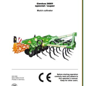Amazone Mulch Cultivator Cenius 3001 Super Special Operating Manual MG1092 (1)