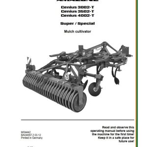 Amazone Mulch Cultivator Cenius 3002 T to 4002 T Super Special Operating Manual MG4442 (1)