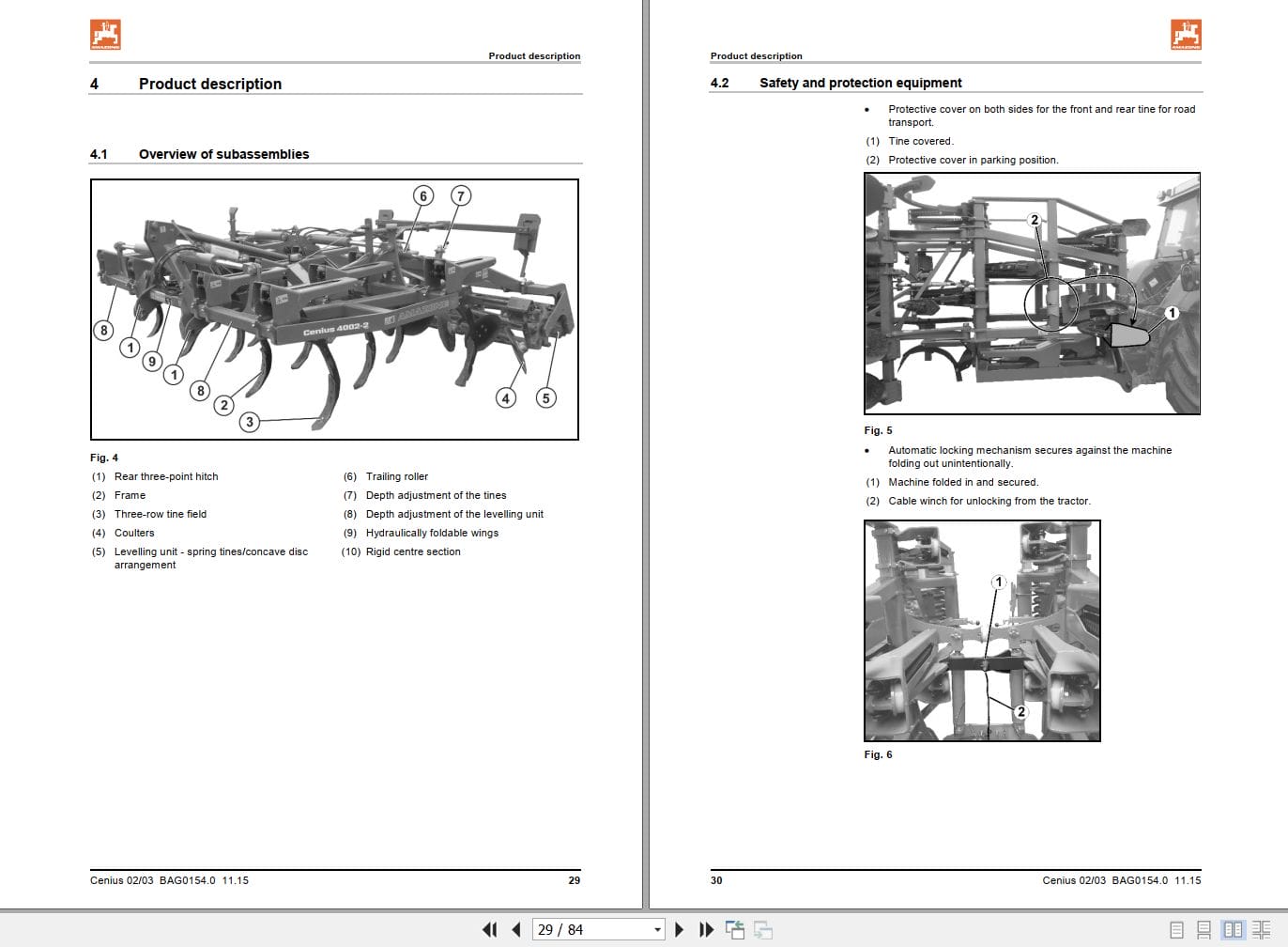 Amazone Mulch Cultivator Cenius 4002 2 Series Operating Manual MG5449 (2)