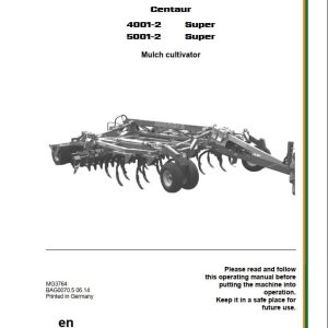 Amazone Mulch Cultivator Centaur 4001 2 5001 2 Super Operating Manual And Diagram MG3764 (1)
