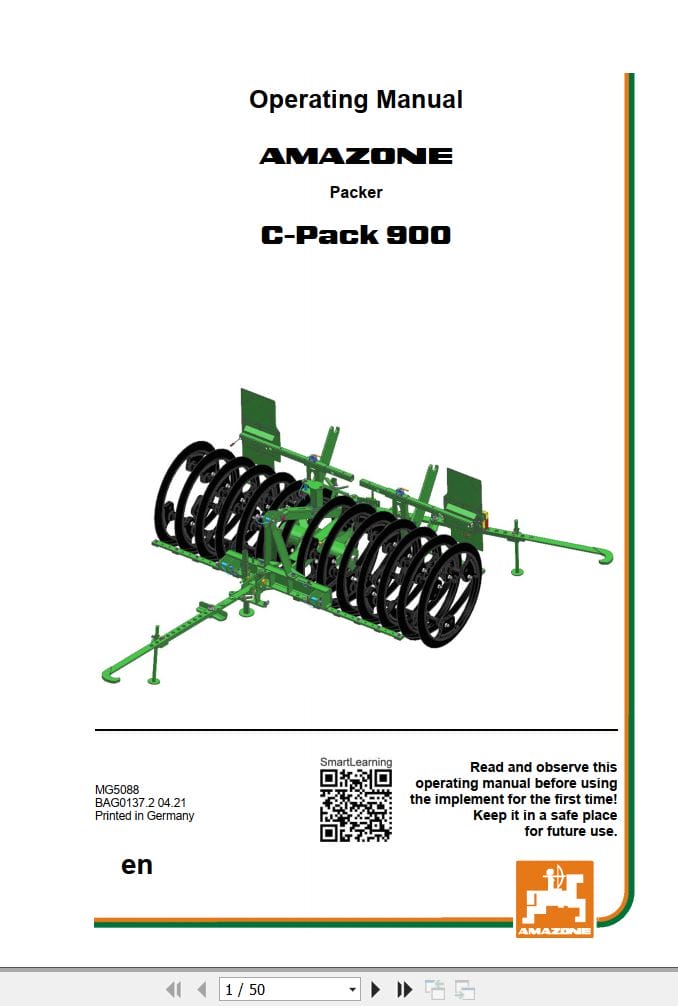 Amazone Packer C Pack 900 Operating Manual MG5088 (1)