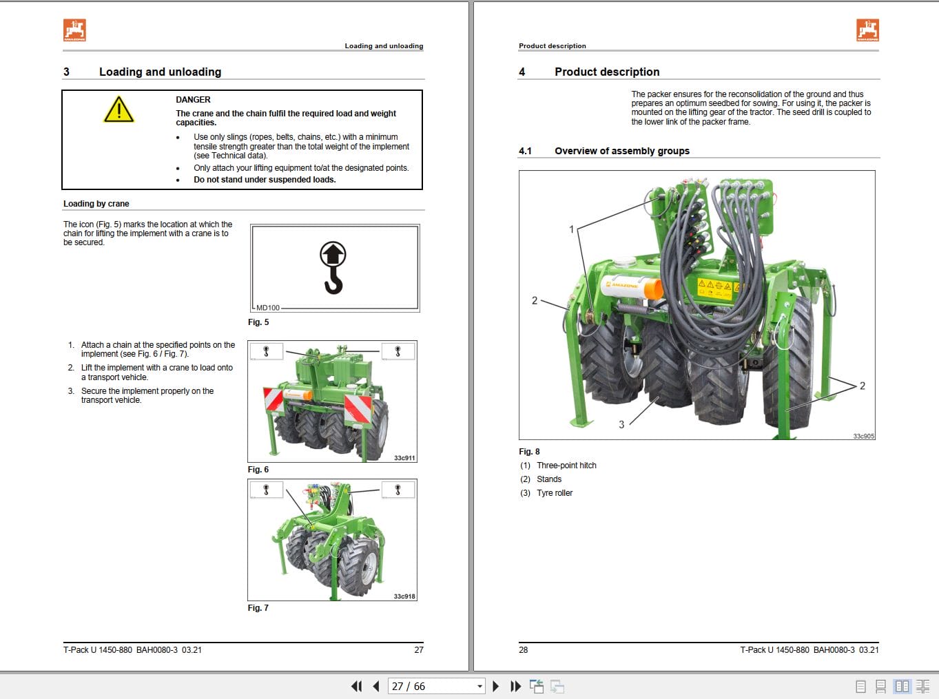 Amazone Packer T Pack U 1450 880 Operating Manual MG5110 (2)
