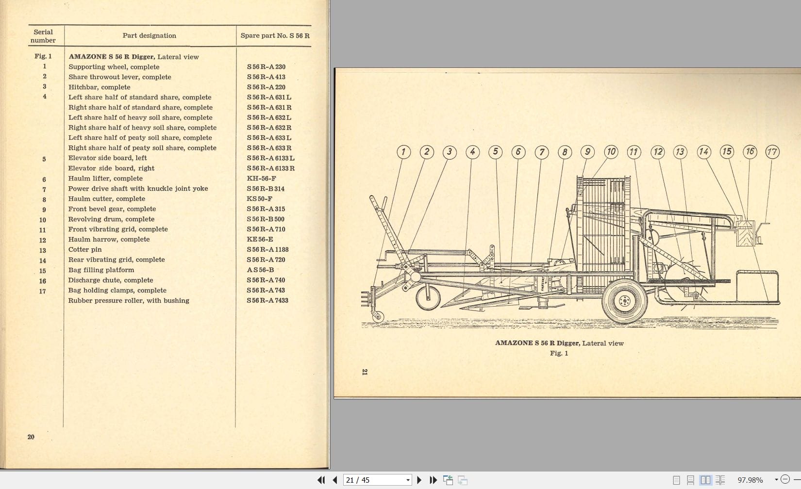 Amazone Potato Digger S56R Instructions Manual And Parts List RB365 (2)