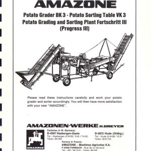 Amazone Potato Grader BK3 Vk3 Progress III Operating And Assembly Manual KB334 (1)