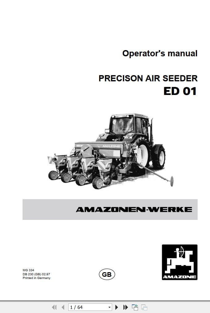 Amazone Precison Air Seeder ED01 Operating Manual MG334 (1)