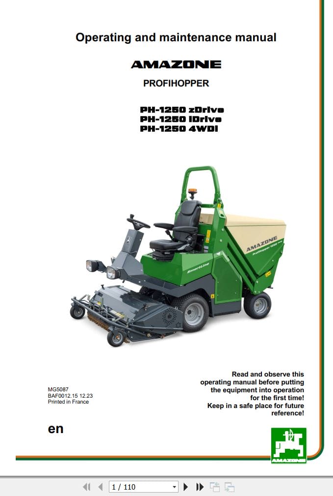 Amazone Profihopper PH 1250 Operating And Maintenance Manual MG5087 (1)
