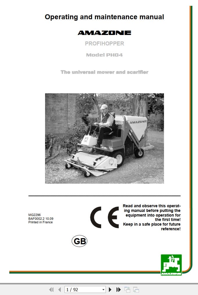 Amazone Profihopper PH04 Operating And Maintenance Manual MG2296 (1)