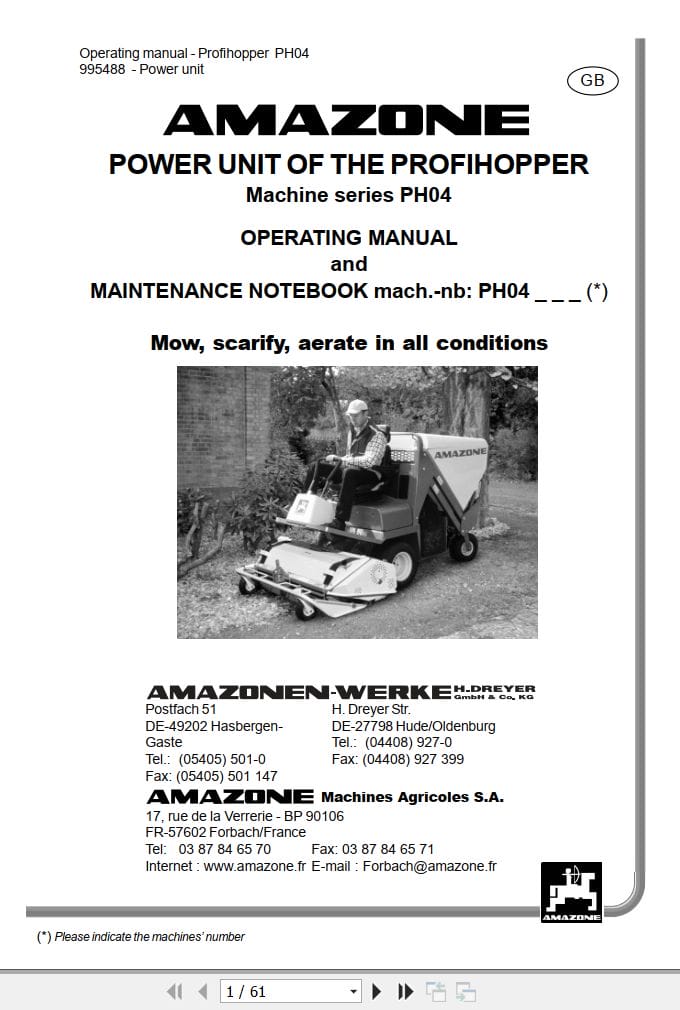 Amazone Profihopper PH04 Operating Manual 995488 (1)