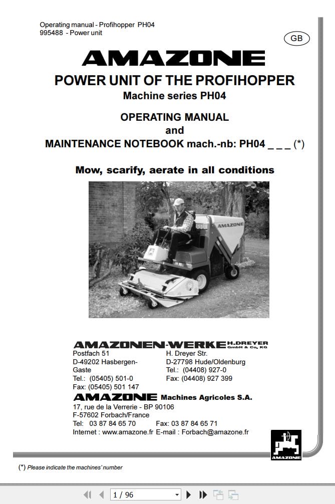 Amazone Profihopper PH04 Series Operating Manual 995488 (1)