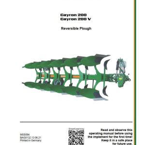 Amazone Reversible Plough Cayron 200 200V Operating Manual MG5094 (1)