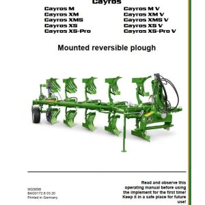 Amazone Reversible Plough Cayros XMS V Operating Manual MG5698 2020 (1)