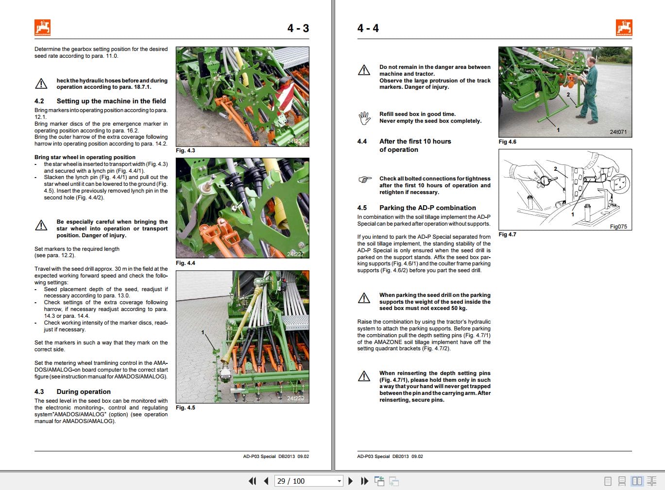 Amazone Seed Drill AD P03 Special Instructions Manual MG831 (2)