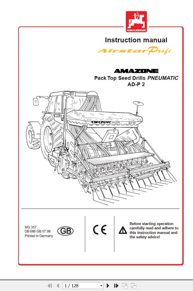 Amazone Seed Drill AD P2 Operating Manual MG357 (1)