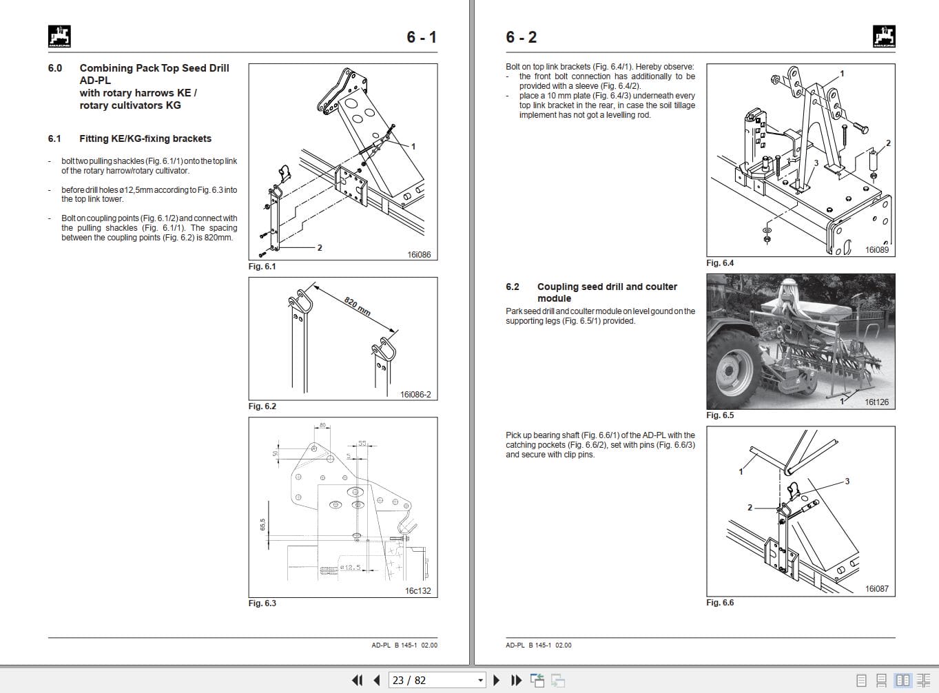 Amazone Seed Drill AD PL2 Operating Manual MG476 (2)