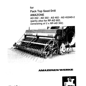 Amazone Seed Drill AD252 AD302 AD402 AD452 Instructions Manual MG184 (1)