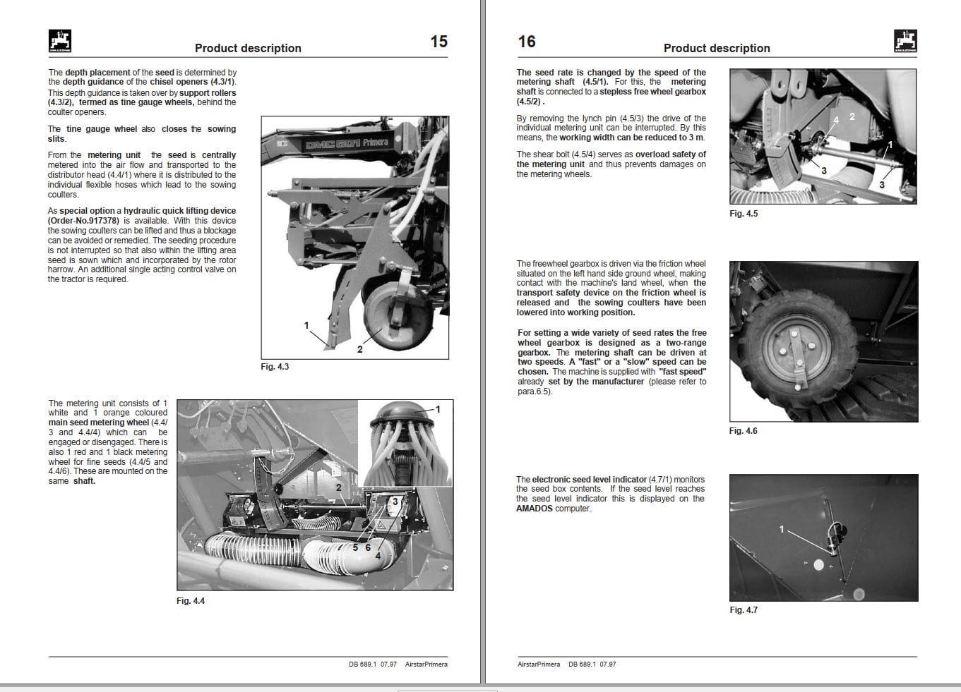 Amazone Seed Drill AirstarPrimera 3 1000 to 6 3000 Operating Manual DB689 (2)