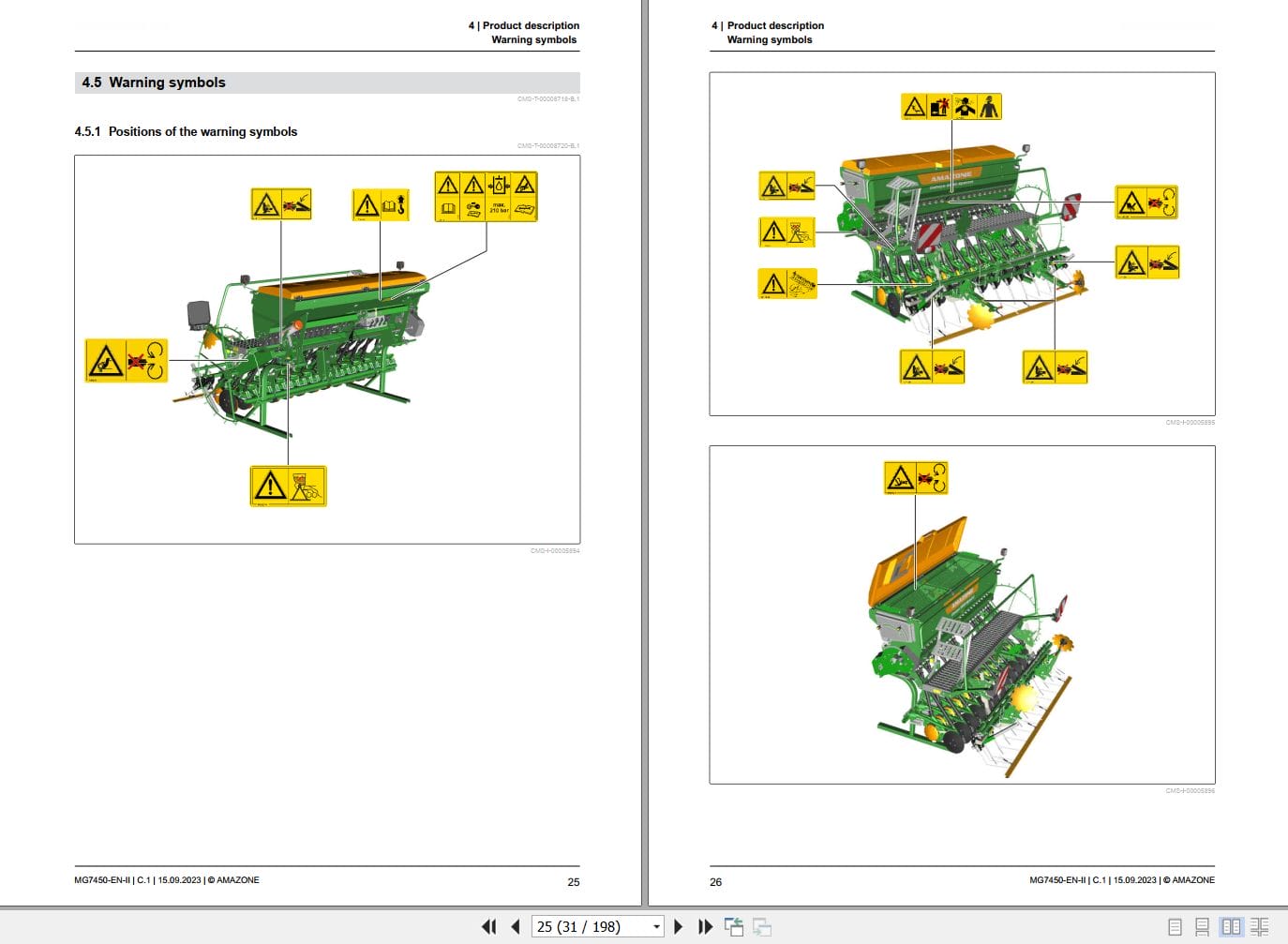 Amazone Seed Drill Cataya 3000 Special Operating Manual MG7450 EN II 2023 (2)
