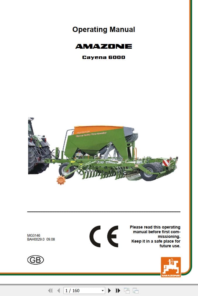 Amazone Seed Drill Cayena 6000 Operating Manual MG3146 (1)